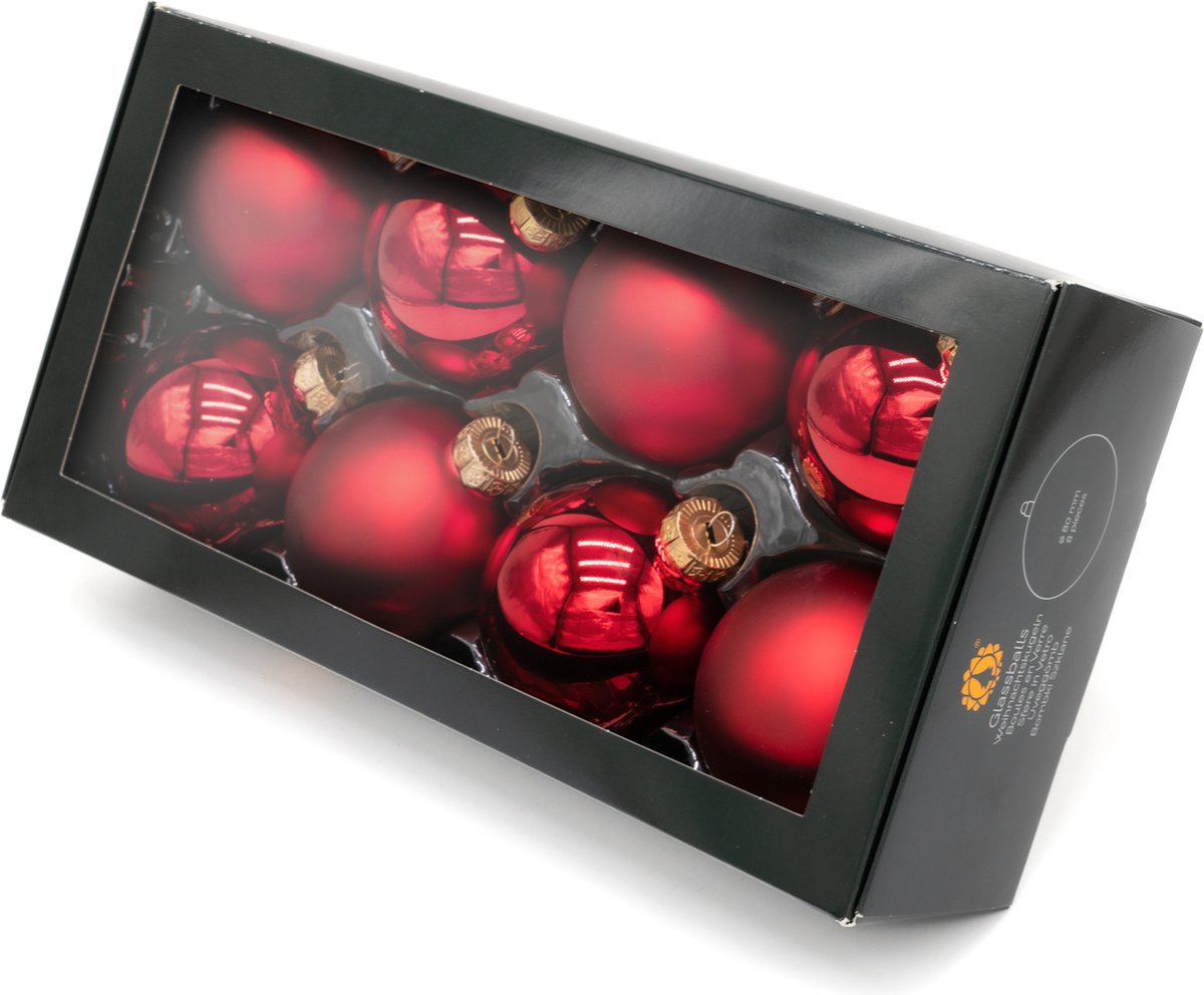 Muntel® Kerstballen - Glas - 8 Stuks - Mat - Glans - Rood - 80 mm