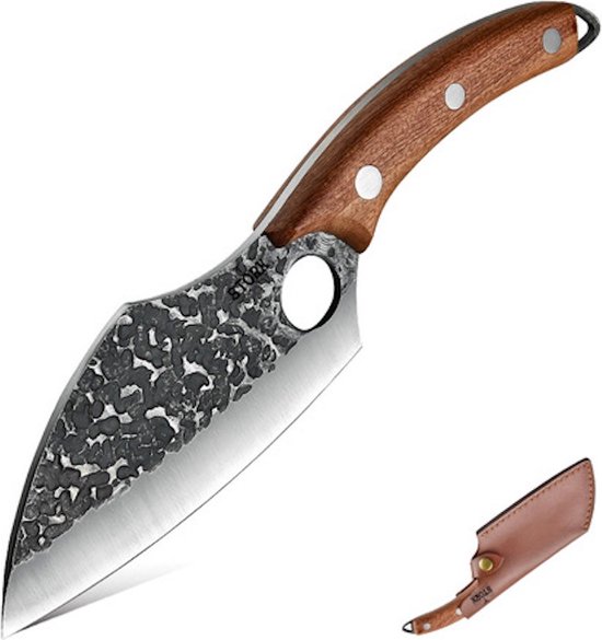 Koksmes - BBQ Mes - Slagersmes - Keukenmes - Handmade - Chef Knife - Mes - Mannen - Koken - Carbon Staal - Stoer - Handgemaakt - Koksmes - CADEAU TIP