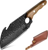 Koksmes - Slagersmes - Hak mes - BBQ - Mes - Fles opener - Koken - BBQ master - Carbon Staal - Stoer - Handgemaakt - CADEAU TIP