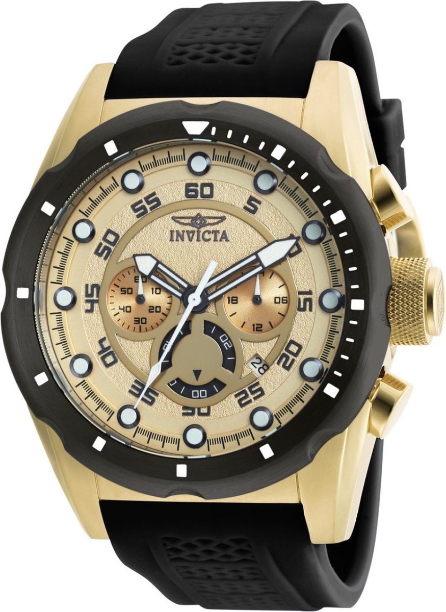 Invicta Speedway 20306 Heren Horloge - Waterdicht - Analoog - Quartz Uurwerk - Roestvrij Staal met gouden Wijzerplaat - 50mm