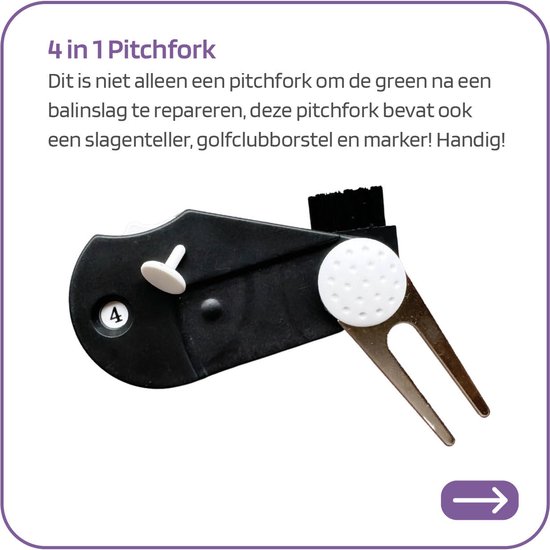 Pitchfork Golf Accessoires - 4 in 1 - Score teller - Borstel - Marker van inStone — afbeelding 2