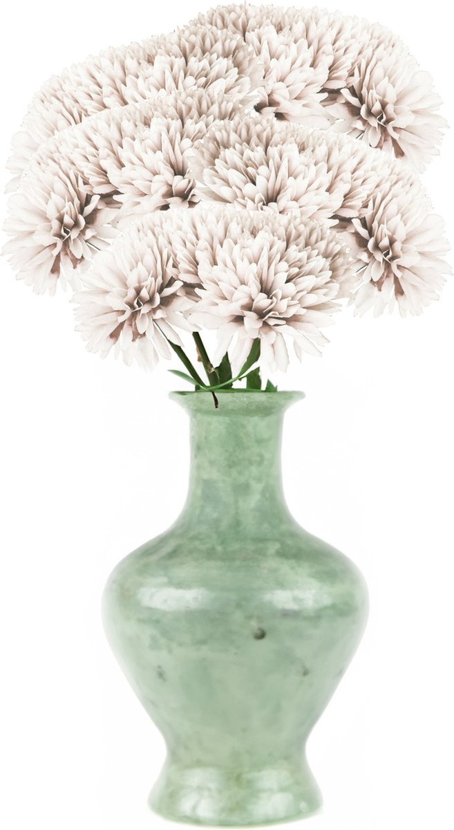 Chaks Kunstbloemen boeket dahlia - 5x - wit - 26 cm - bloemstuk - onderhoudsvrij