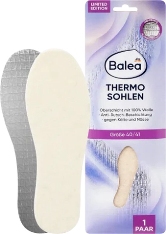 Balea Thermosoles - Taille 40/41 - Set de 2 semelles thermiques | 100 % laine - Couche antidérapante - Protège du froid et de l'humidité