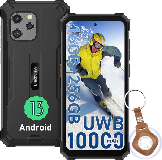 Blackview BV8900 Pro - Robuuste Smartphone - Met UWB Tag - 16(8+8)GB RAM - 256GB - 10000mAh - Octa Core - 6,5 inch FHD+ 2.4K - 4G Dual SIM - IP68 Waterdicht - Outdoor Mobiele Telefoon - NFC GPS - Zwart