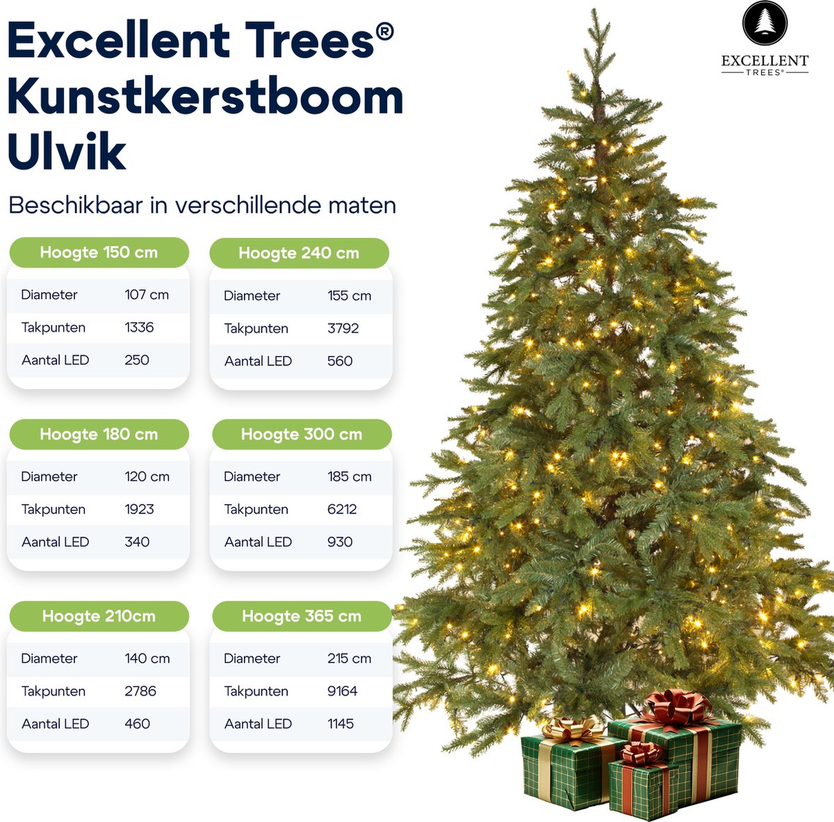 Excellent Trees® LED Ulvik 300 cm - Premium XL Kerstboom met 860 lampjes - ⌀178cm - 300cm – foto 4