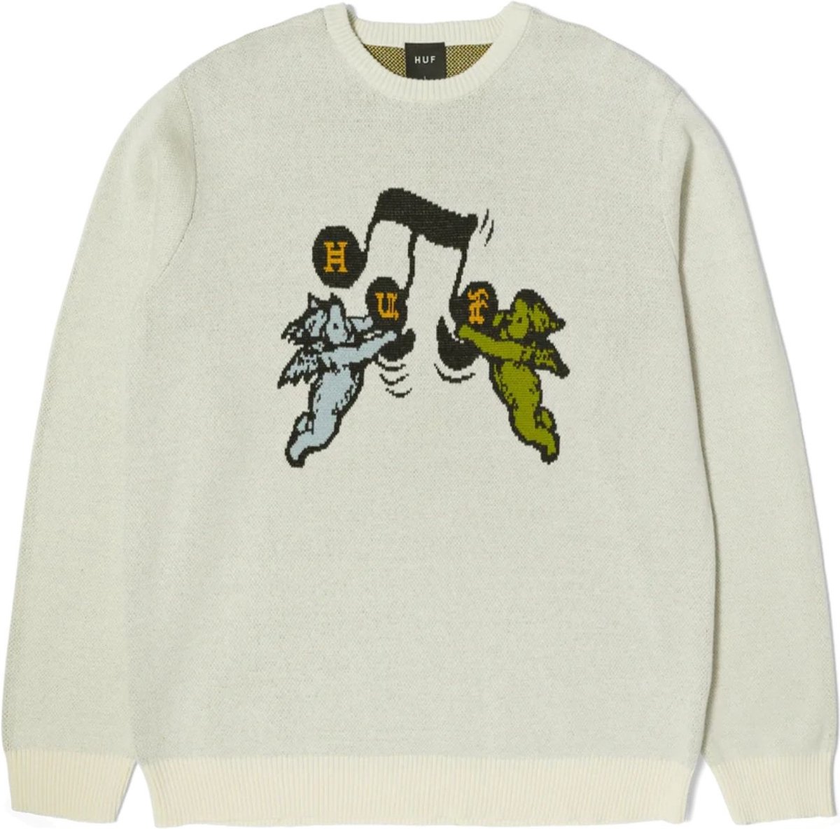 HUF Song Intarsia Casual sweater heren Wit S