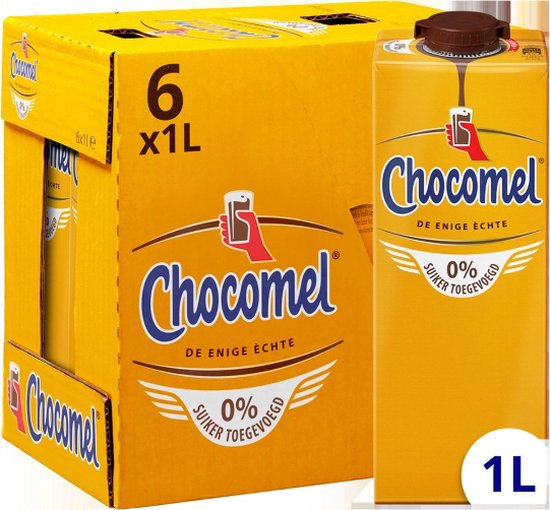 Chocomel 0% suiker toegevoegd - Chocolademelk - Houdbaar - 6x1L - Voordeelverpakking