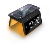 Caliber Wekker - Digitale Wekker met Draadloze Oplader – Wake-up Light – Nachtlampje – Twee Alarmen – Zwart (HCG019QI-BA)