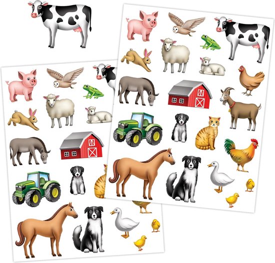 Boerderij Stickers - Stickers voor Kinderen - Stickervellen - Boerderijdieren - Knutselen Kind - Kinderboerderij - Boerderij Speelgoed - Stickervellen Kinderen - Leuke Stickers - Stickers Kind