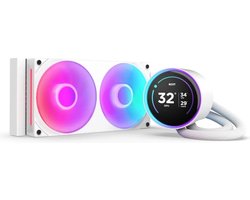 NZXT Kraken Elite 240 RGB 2024 White - Vloeistof-koelsysteem processor afmeting radiator 240mm - voor Intel LGA 1851, 1700, 1200, 115X - AMD AM5, AM4 - 2 x F240 RGB Core Fan - Zero RPM Mode - 2.72 IPS LCD - wit