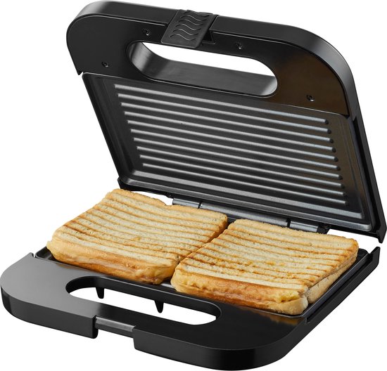 Tomado TGS2001S - Tosti ijzer - Grillapparaat - PFAS vrij - Tosti apparaat - 750 watt - 22,5 x 13 cm - Zwart/RVS