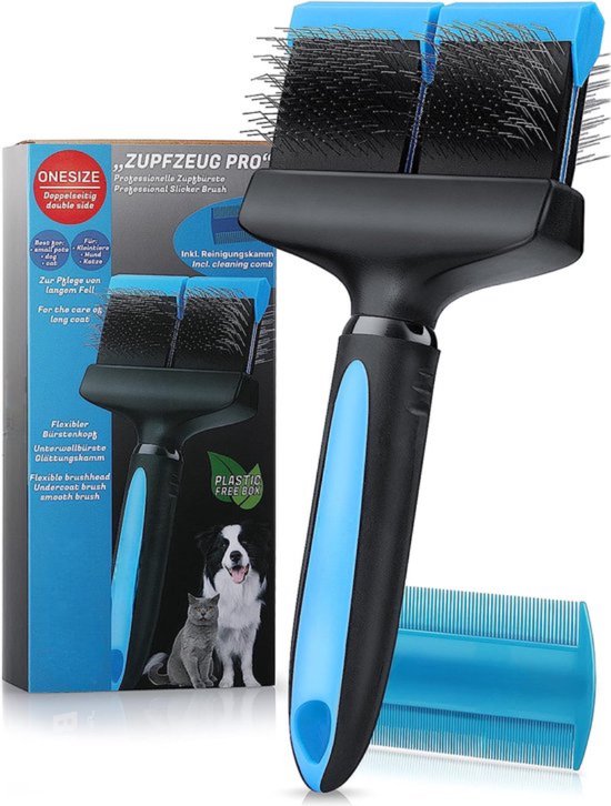2 In 1 Pet Grooming Tool Dematting Comb Voor Honden Katten 2 Zijdige Ondervacht Hark Deshedding Tool 1