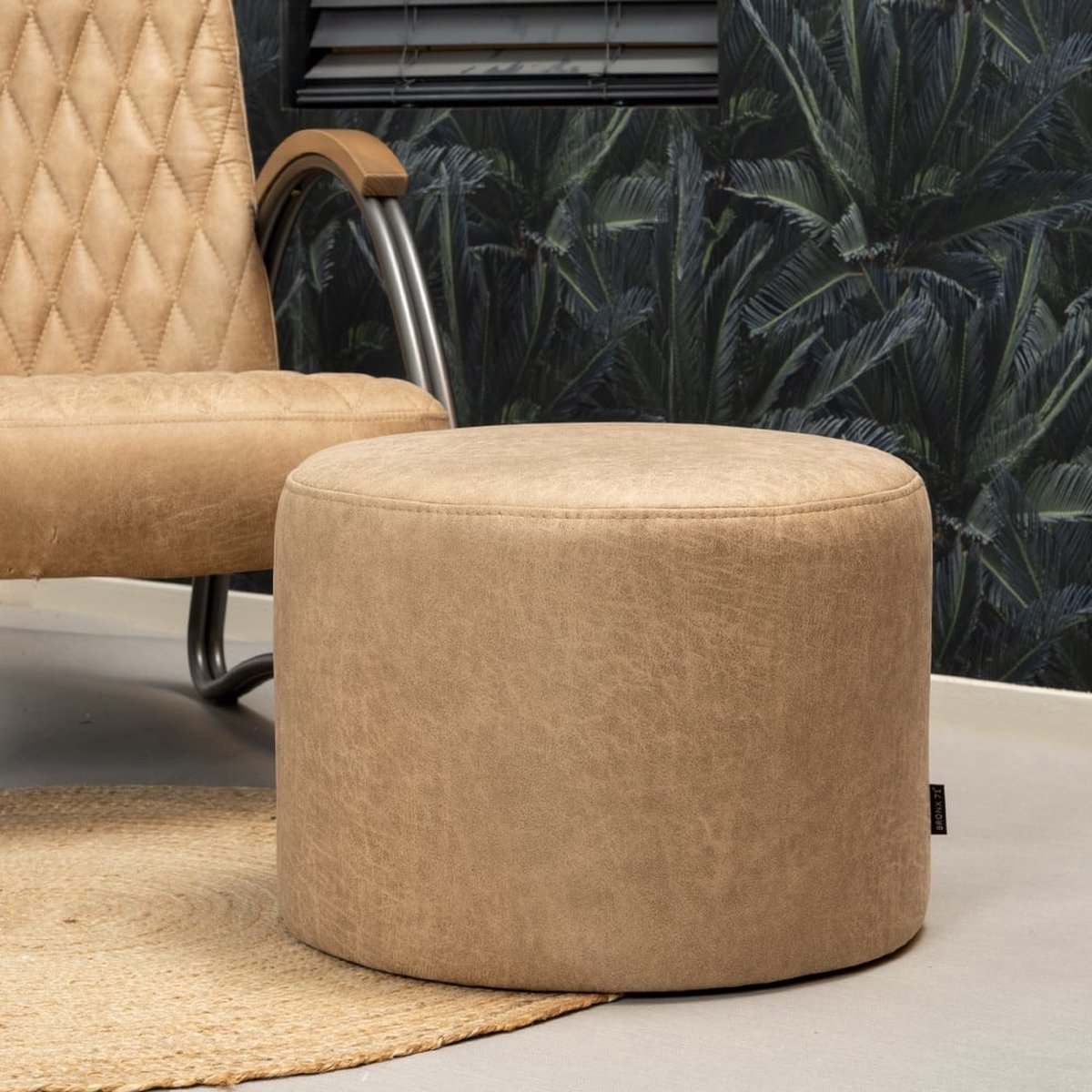 Bronx71® Eco-leren poef Kyla beige