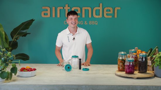 Set de Bocaux à conserves sous vide Kilner ® & Airtender – 1,0 L – 3 pièces avec pompe à vide – Conserve la fraîcheur 5 fois plus longtemps, fermentation et conservation plus rapides