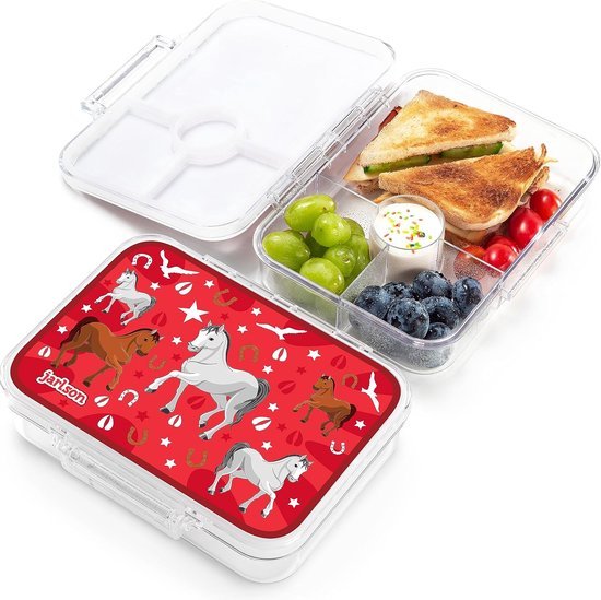 Busnos Broodtrommel voor volwassenen en kinderen, snackbox met vakken, bento box, kleuterschool
