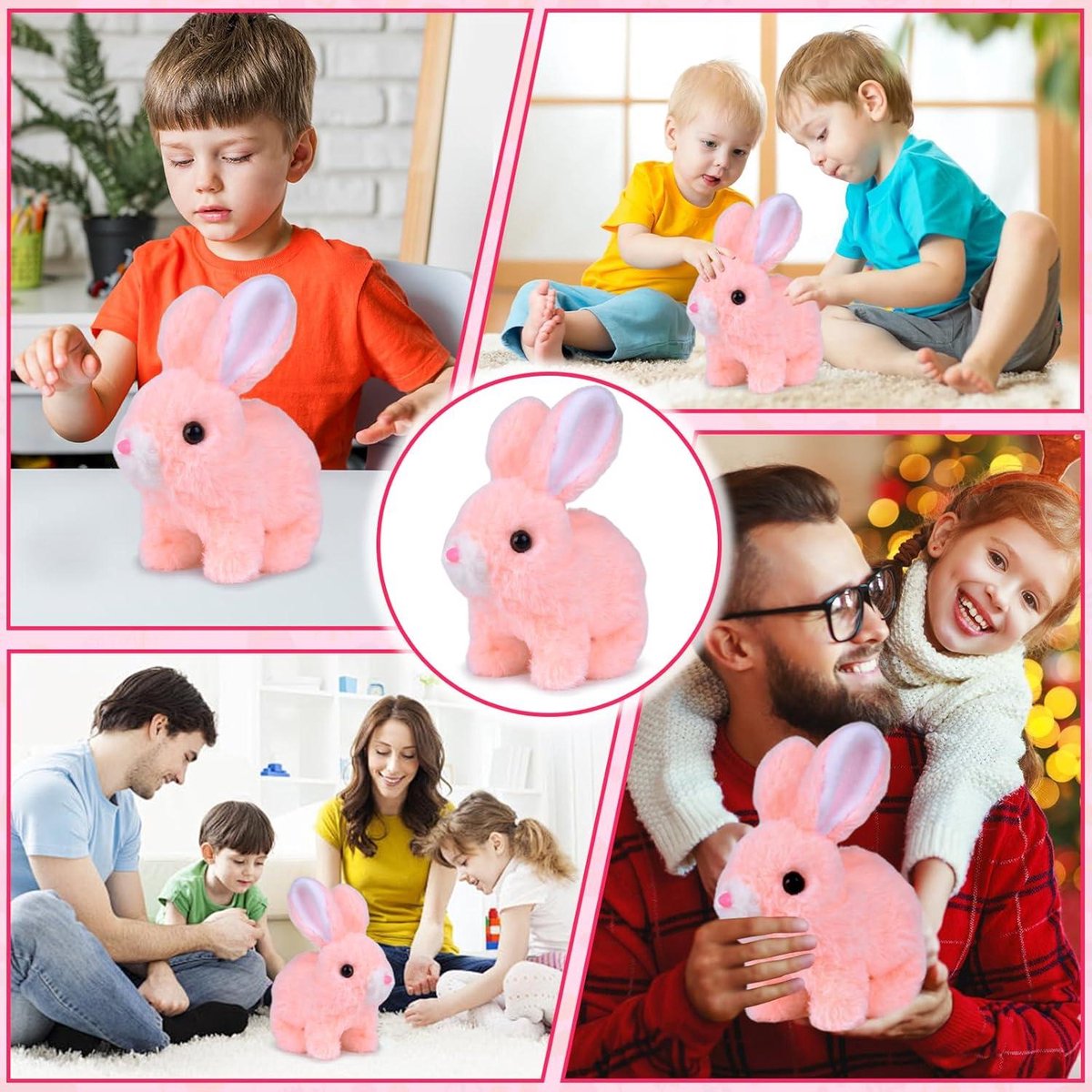 Jouet Lapin Électrique Interactif Peluche - Lapin De Pâques Qui Marche Et Bouge Les Oreilles