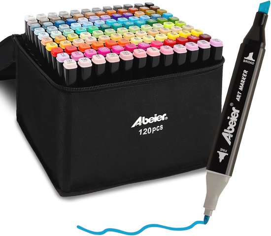 Alcoholmarkerset 12 Kleuren – Dual Tip (0,7 Mm Fijn & 7 Mm Beitel) Voor Tekenaars En Illustratoren