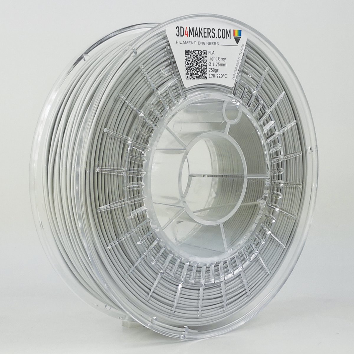 3D4Makers - PLA Filament - 2.85mm - 750 gram - Light Grey