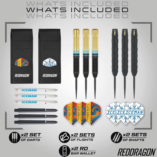 Snakebite vs Iceman Darts Set - Professionele Steel Tip Darts met Flights en Schachten van Red Dragon — afbeelding 2
