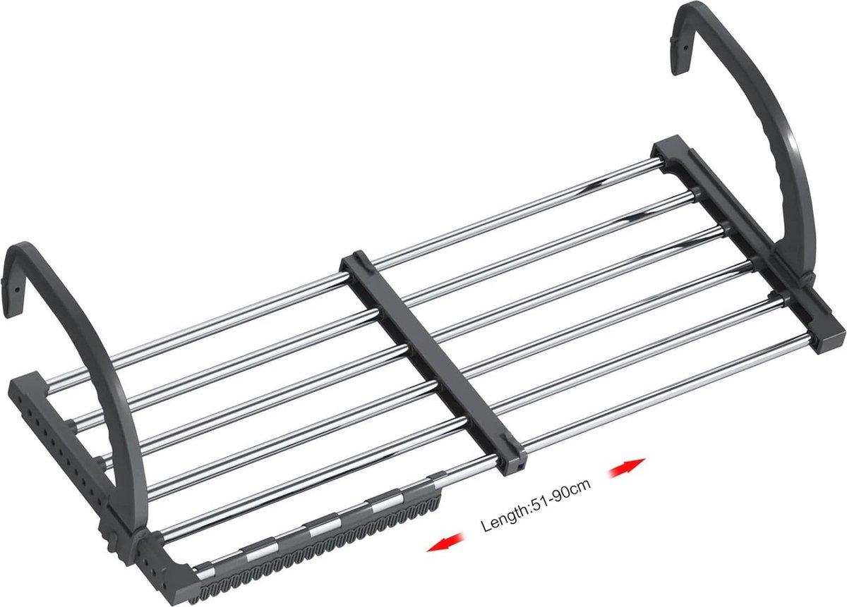 Goedkoopste Opvouwbaar Radiator Wasdroger - Uittrekbaar Wasrek voor Balkon, Muur en Binnengebruik - Roestvrij Staal met Winddichte Sokkenhanger