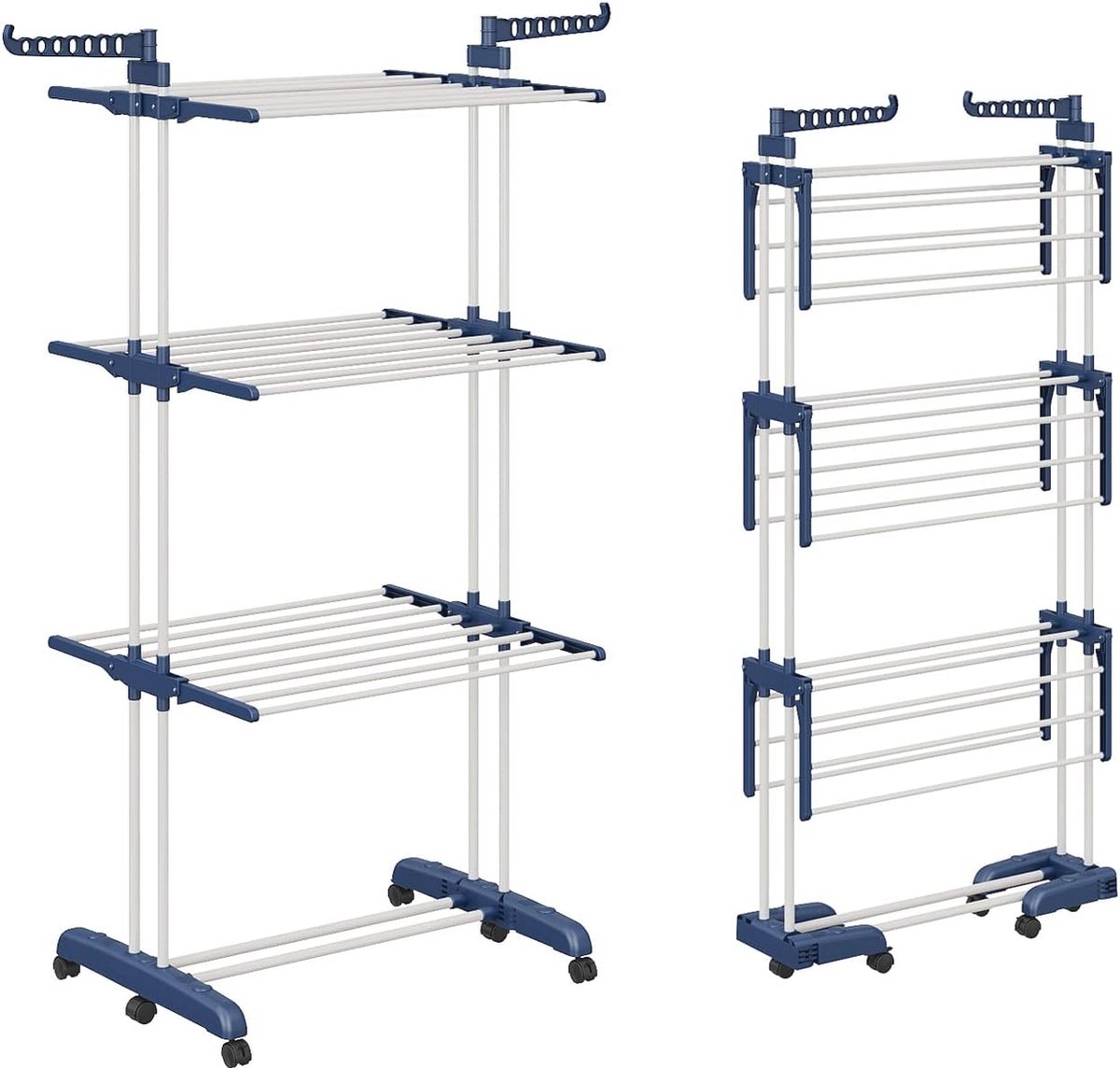 Goedkoopste Inklapbaar Wasrek met 6 Vleugels en Uitschuifbare Lengte, Perfect voor Binnen en Buiten