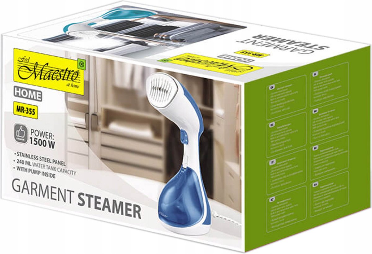 Kledingstomer Maestro, 1500 W, waterreservoir 240 ml, blauw, MR-355-BLUE — afbeelding 2