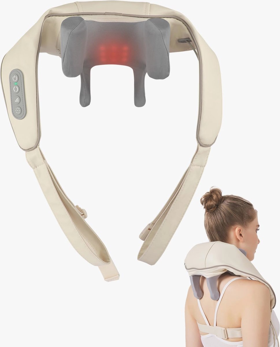 Goedkoopste Nekmassageapparaat met warmte - 2-in-1 rug- en nekverlichting - Diep weefsel 5D shiatsu massage