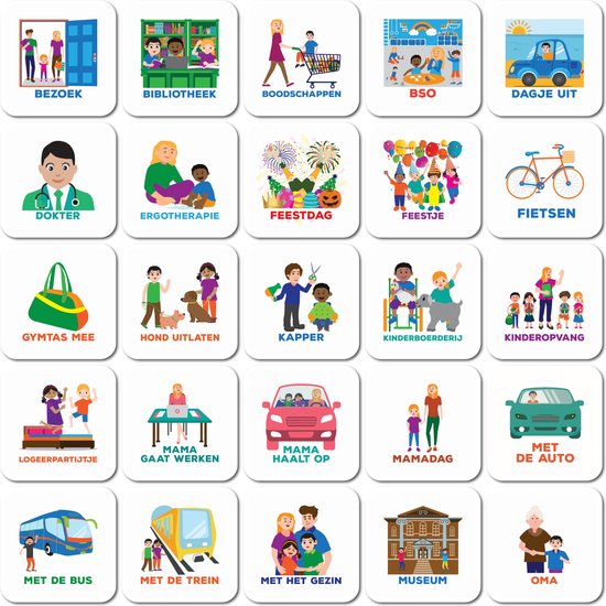 Smarfer - Magnetische pictogrammen voor weekplanner – Buiteneditie - planbord kind (4) - 50 stuks - voor kinderen – dag planning kind gezin – autisme planner – planbord magneten - dagritme kaarten - routine – weekplanner kind