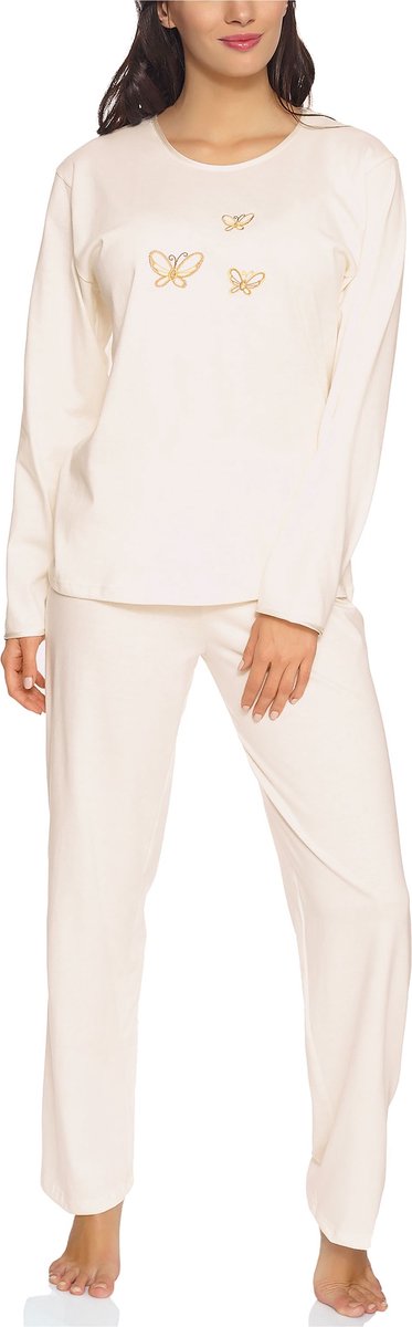 Merry Style Dames Pyjama - Lange mouwen - Lange broek - Katoen - MS-DR-Malwa-PJ - Ecru (Lange mouwen) - XXL