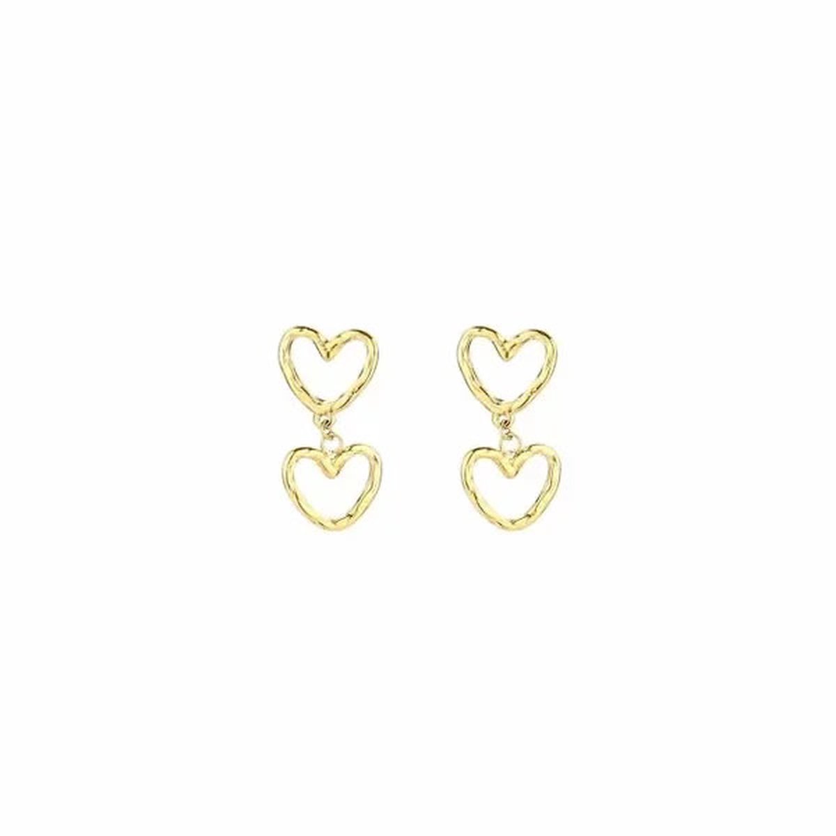 Oorbellen hartjes - oorhangers goud - liefde - dames sieraden - waterproof - stainless steel