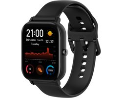 Siliconen bandje - geschikt voor Amazfit GTS / GTS 2(E) / GTS 2 Mini / GTS 3 / 4 (Mini) / Bip (S) / Bip U (Pro) / Bip Lite / Bip 3 (Pro) / GTR 42 mm / Pop (Pro) / Active (2) - zwart - maat L