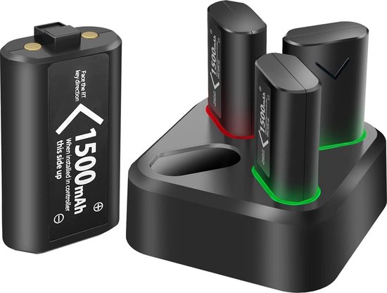 Batterie de contrôleur pour Xbox Series XS & One - Station de charge 4x 1500mAh avec batteries rechargeables