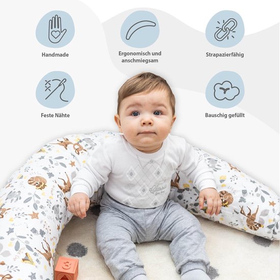 Knuffelzacht / Borstvoedingskussen,zijslaapkussen, Zwangerschapskussen- Katoen -pregnancy pillow, support pillow van Babyjem — afbeelding 4