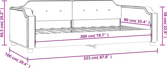 The Living Store Canapé-lit Tissus -lit 2 en 1 223x100x66,5cm