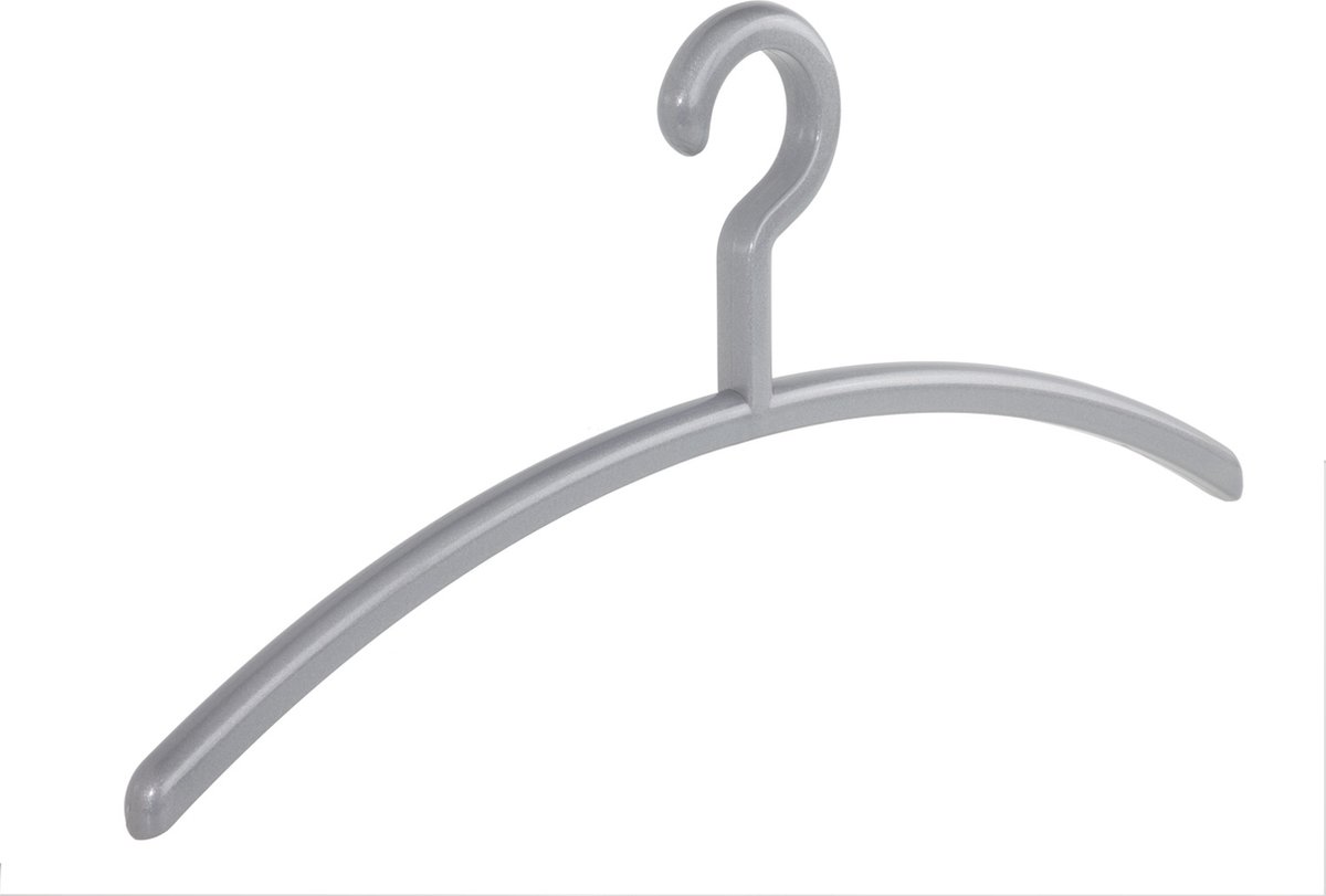 De Kledinghanger Gigant - Garderobehanger - Jassenhanger - Volwassenen - 6350 - 12 Stuks - Elegance - Kunststof - Zilver - 45 cm - Kledinghanger - Kleerhanger (6350_20/12)