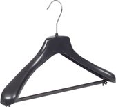 De Kledinghanger Gigant - 50 x Cintre / cintre en plastique noir avec extension d'épaule et barre de pantalon, 38 cm