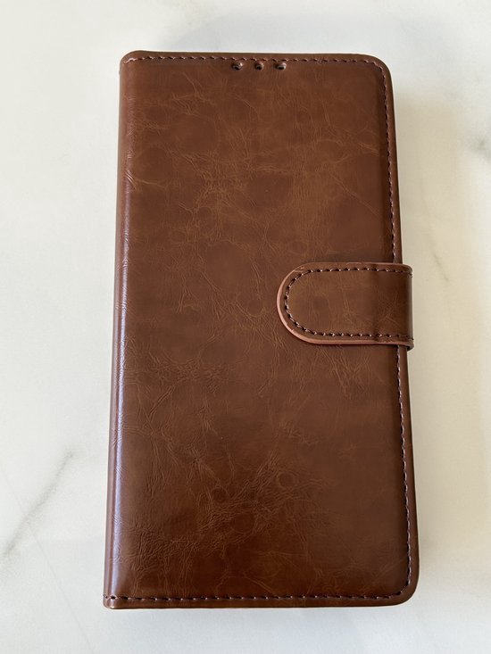 Étui portefeuille en similicuir PU pour iPhone 16 - Qualité Premium - Avec emplacements pour cartes - Marron