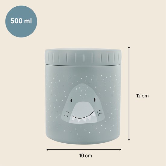 Trixie Thermos container - Mr. Shark - Thermo lunchpot voor kinderen - 500 ML - RVS Lunchbox - Grijs van Trixie — afbeelding 4