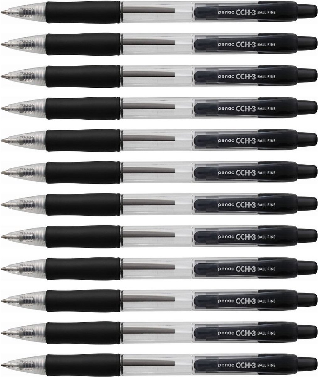 Penac Balpen - CCH-3 - 0.7mm - Zwart - 12 pack