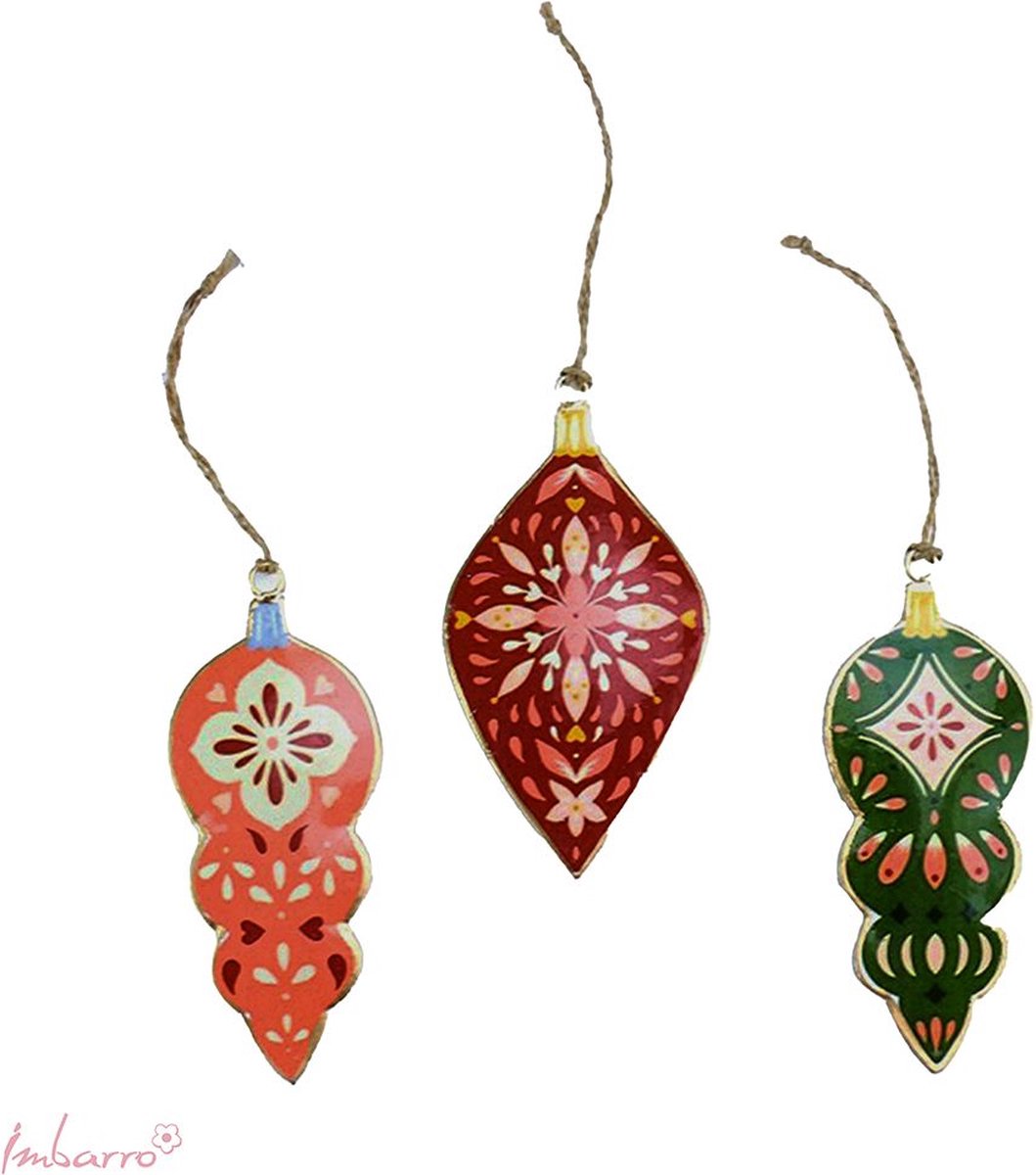 Imbarro - Ornamenten 'Mirre' (Set van 3)