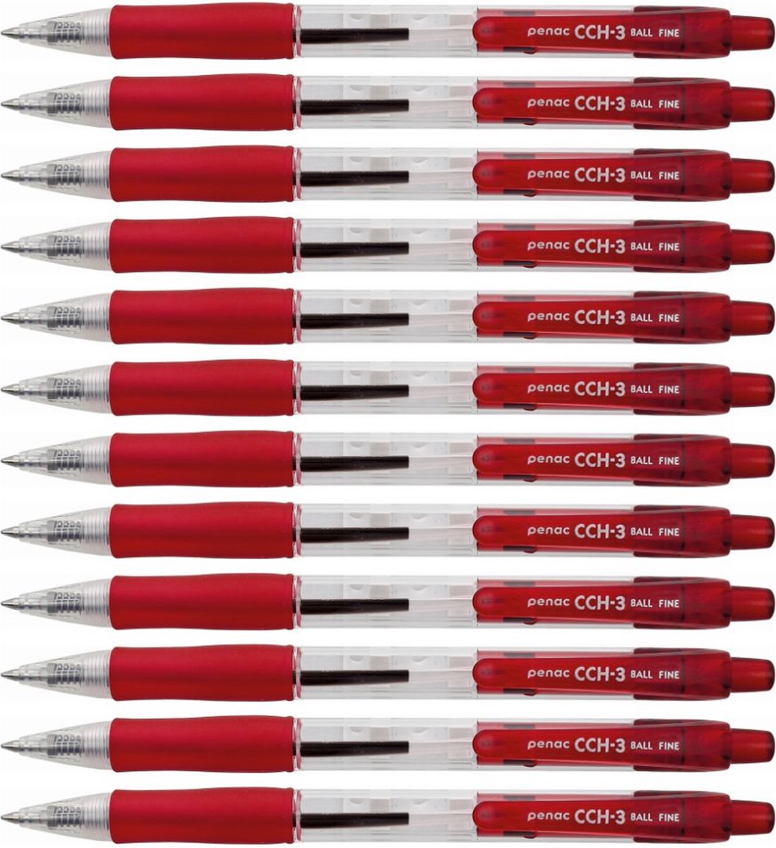 Penac Balpen - CCH-3 - 0.7mm - Rood - 12 pack