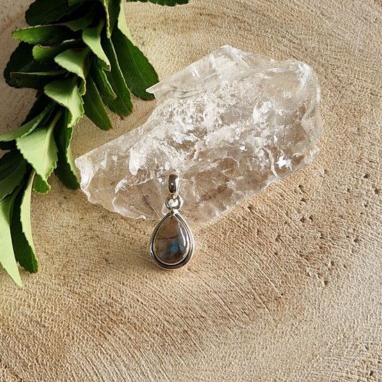 Pendentif Labradorite En Argent - Pierre Naturelle Ovale, Style Bohème