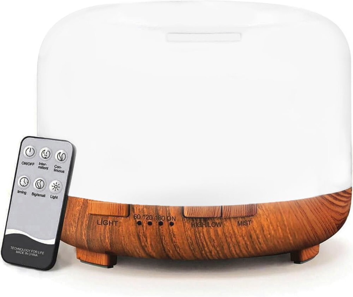 Goedkoopste Ultrasone Geurverspreider en Luchtbevochtiger met 500 ml Capaciteit, 7-Kleurige LED en Afstandsbediening voor Aromatherapie en Slaapkamers
