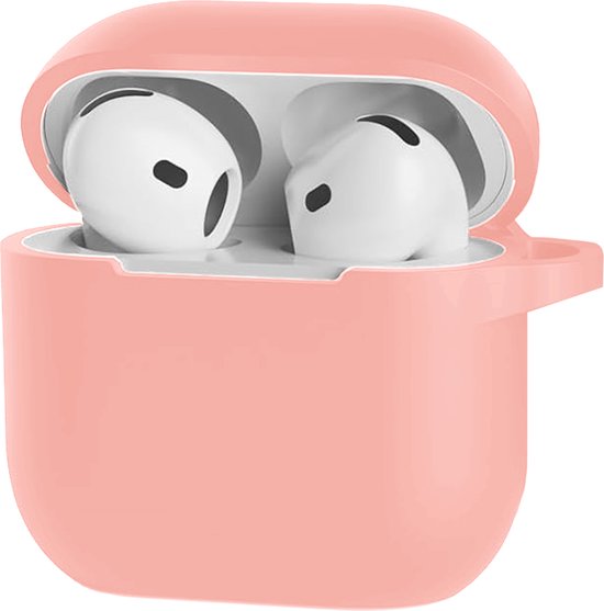 Case Geschikt voor AirPods 4 Hoesje Hoes Siliconen Met Clip Cover - Hoesje Geschikt voor Apple AirPods 4 Hoes Siliconen - Lichtroze