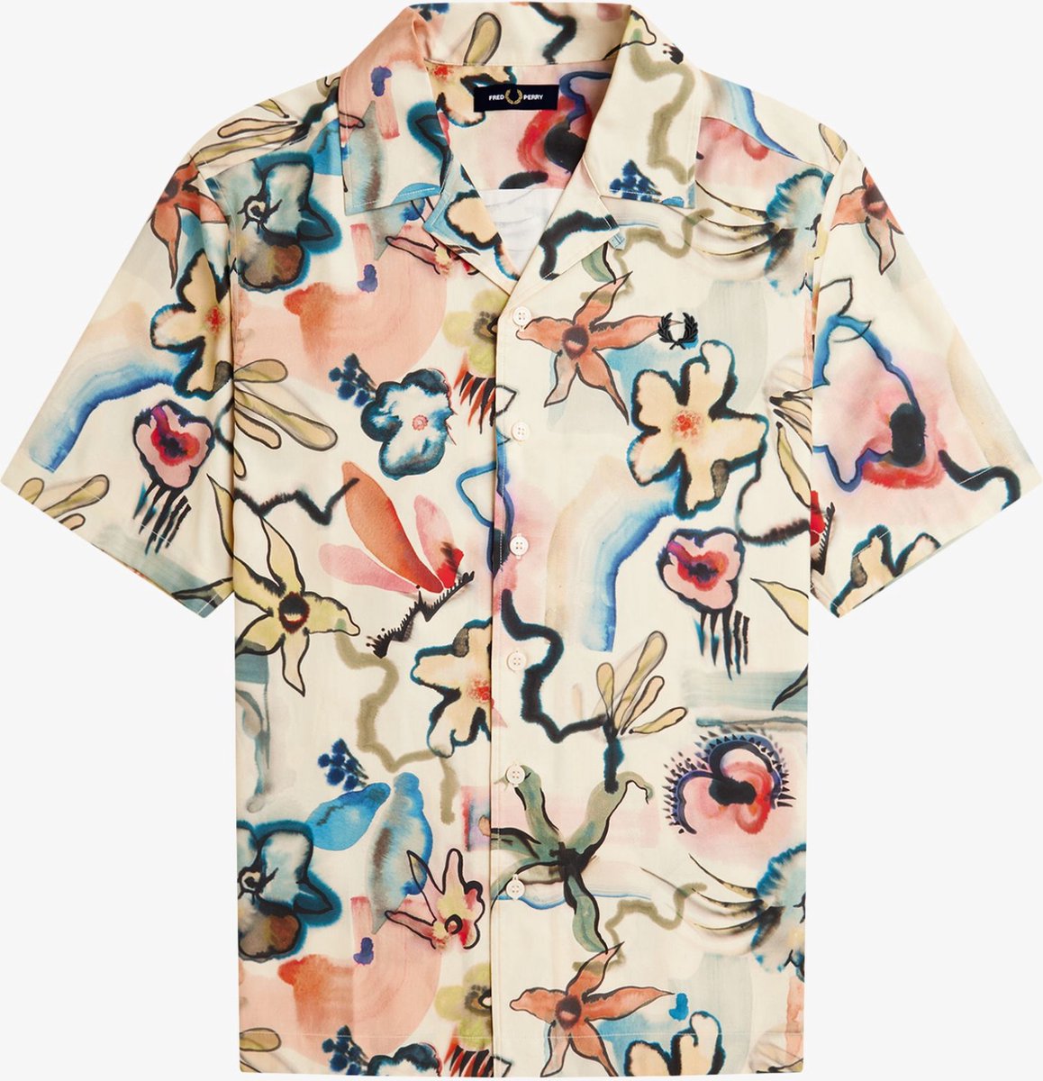 Fred Perry Floral Revere Collar Shirt Creme