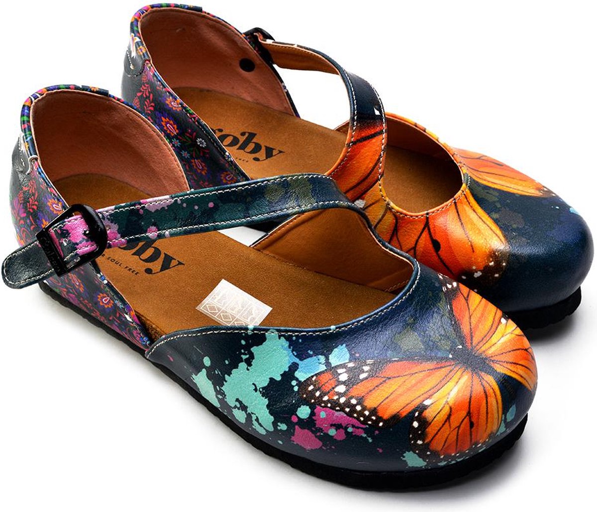 GOBY Oranje Vlinder Sandalen Slippers Hoge kwaliteit Handmade