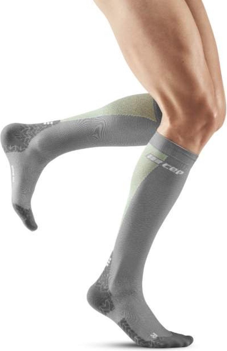 CEP | Ultralight Socks Tall V3 | Ultra Compressiekousen | Heren | Gray / Lime | V -