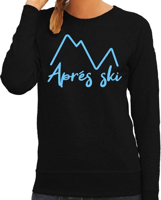 Bellatio Decorations Pull après ski femme - Après ski - montagnes - noir - bleu pailleté - sports d'hiver M