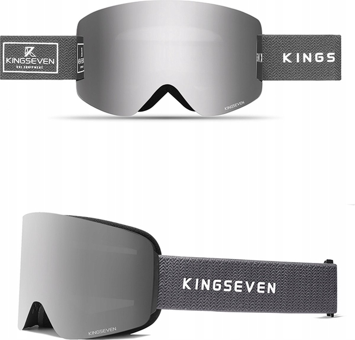 KingSeven - Randloze Unisex Skibril met UV400 en Polarisatiefilter - Grijs - Model Z293