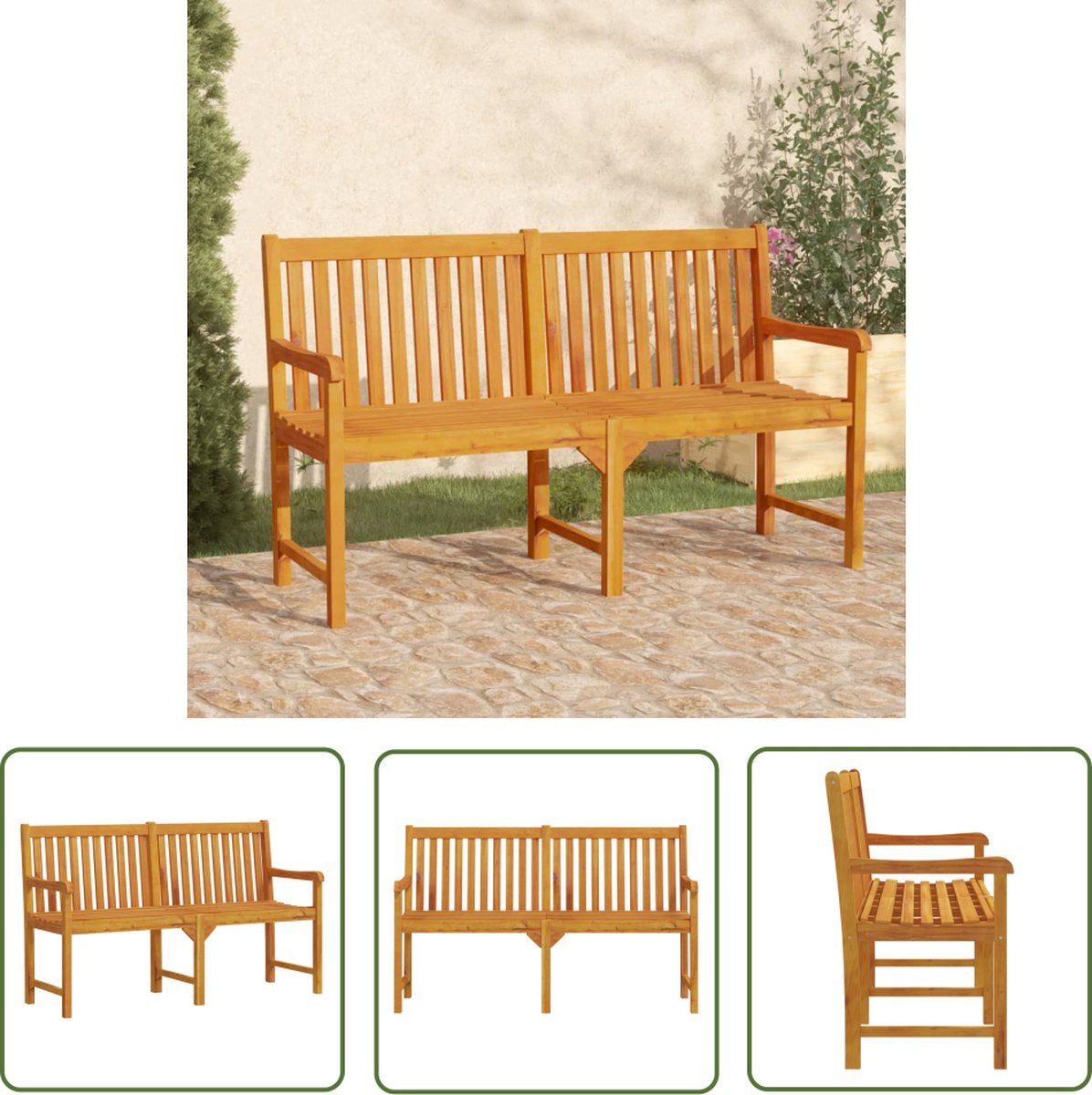 vidaXL Acacia Hout - Tuinbank - Tuinbank 150 cm massief acaciahout - Outdoor Meubilair - Tuinset - Lounge Set